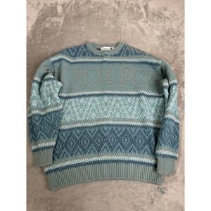 Vintage 80s Saturdays Acrylic Pullover Sweater Men's Size Large Blue